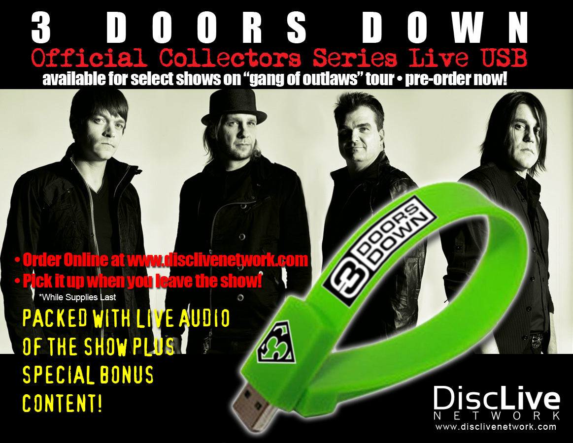 3 Doors Down 2012 Tour Limited Edition USB Wristbands